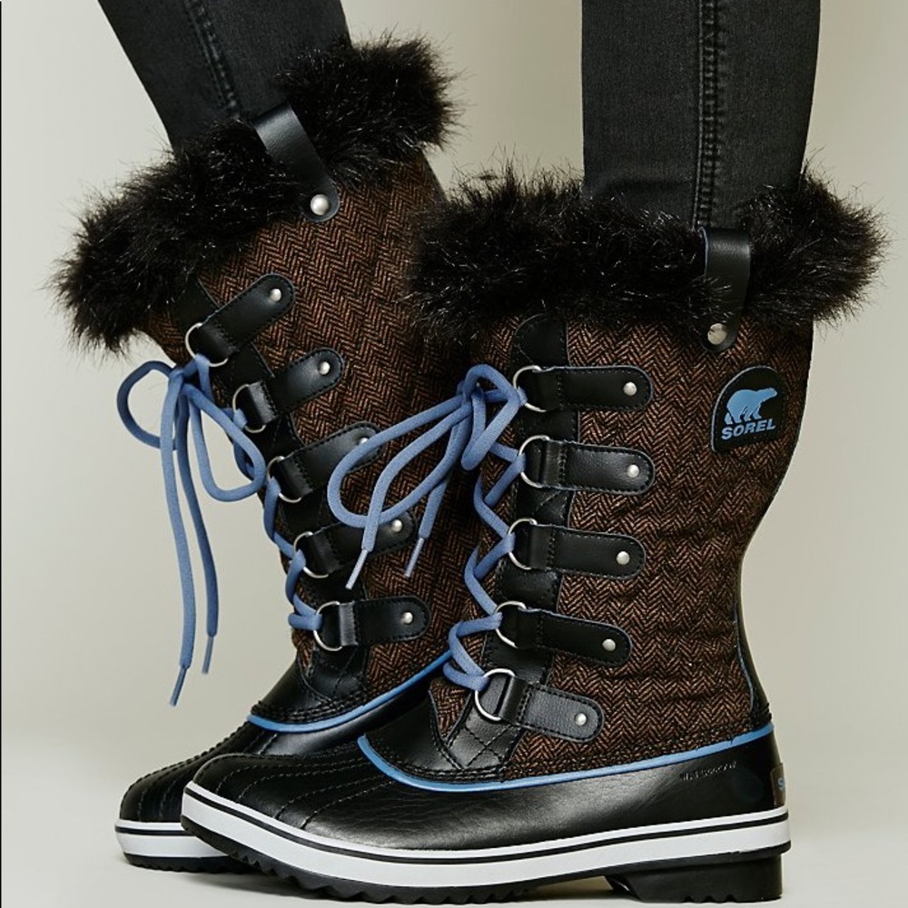 Sorel Torino Quilted Wool Brown/Blue Boots